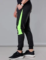Pánské tepláky s vložkami black-lime (8K168)