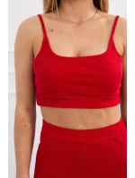 Souprava s kalhotami s vysokým pasem červená