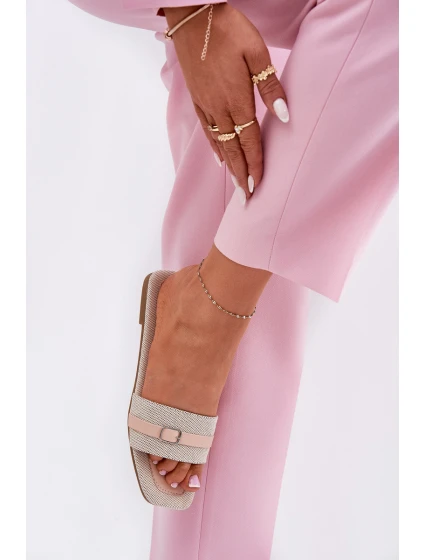 Ploché Dámské Pantofle S Páskem A Béžové model 21689551 - Boto Ploché Dámské Pantofle S Páskem A Béžové model 21689551 - Boto