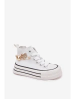 Dětské Vysoké Tenisky Se Zlatou Dekorací Bílé model 21700891 - Boto Dětské Vysoké Tenisky Se Zlatou Dekorací Bílé model 21700891 - Boto