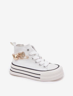 Dětské Vysoké Tenisky Se Zlatou Dekorací Bílé model 21700891 - Boto