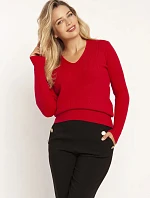 Dámský svetr s dlouhým rukávem Swe243 Red - MKN
