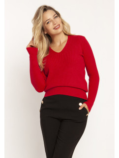 Dámský svetr s dlouhým rukávem Swe243 Red - MKN