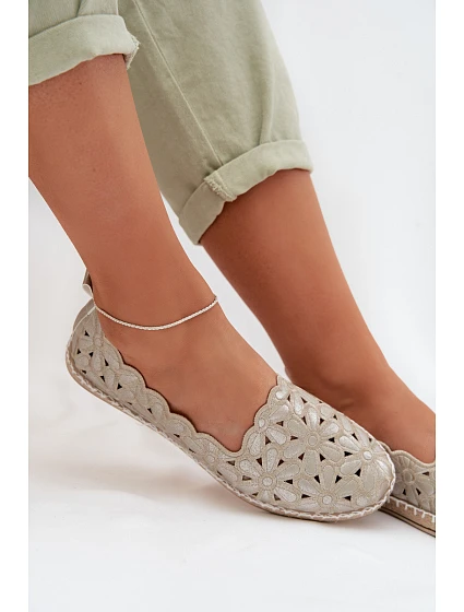Dámské nazouvací baleríny model 22159043 zlaté - SWEET SHOES Dámské nazouvací baleríny model 22159043 zlaté - SWEET SHOES