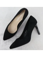 Černé semišové lodičky na jehlovém podpatku Sergio model 22013071 - LEONE