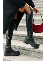 Kozačky Po Kolena Na Masivní Platformě Černé Zinera