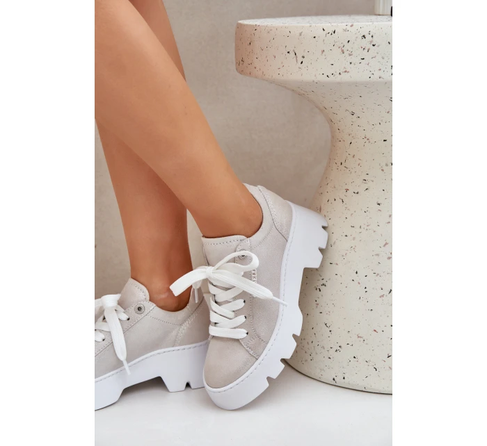 Tenisky Sportovní Boty Na Platformě model 21683579 Stříbrné - CheBello Tenisky Sportovní Boty Na Platformě model 21683579 Stříbrné - CheBello