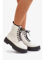 Zateplené Kotníkové Boty z Eko Kůže Na Zip Bílé Naleli Zateplené Kotníkové Boty z Eko Kůže Na Zip Bílé Naleli