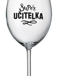 SUPER UČITELKA - čirá sklenice na víno 350 ml 