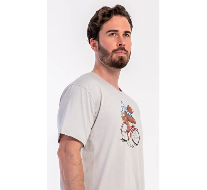 Pánská noční košile s krátkým rukávem Méďa na kole