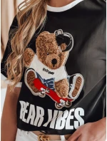 Dámské oversize tričko s výšivkou  černé Dstreet model 21988846 - FashionStreet