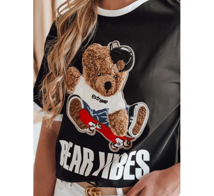 Dámské oversize tričko s výšivkou  černé Dstreet model 21988846 - FashionStreet