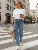 Dámské džíny s vysokým pasem a širokými nohavicemi modré FashionStreet UY2867 Dámské džíny s vysokým pasem a širokými nohavicemi modré FashionStreet UY2867