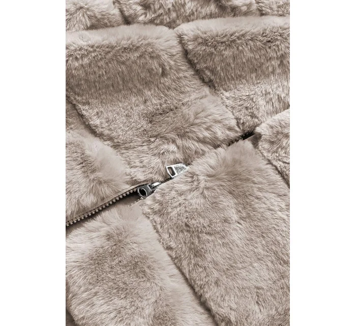 Béžová kožešinová vesta s kapucí (BR8060-12) Béžová kožešinová vesta s kapucí (BR8060-12)