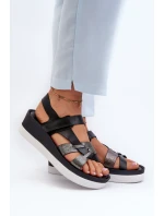 Zazoo 40397 Dámské Kožené Sandály na Platformě Černé