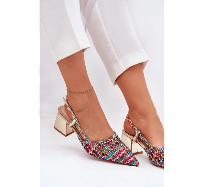 Sandály Na Podpatku S Pletením A Multikolor model 21689747 - Boto Sandály Na Podpatku S Pletením A Multikolor model 21689747 - Boto