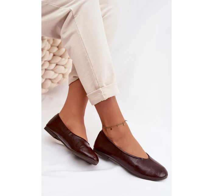 Lakované Baleríny z Eko Kůže Čokoládové Selanora