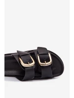 Dámské eko kožené nazouváky s zlatými sponami Černé model 21960848 - Boto