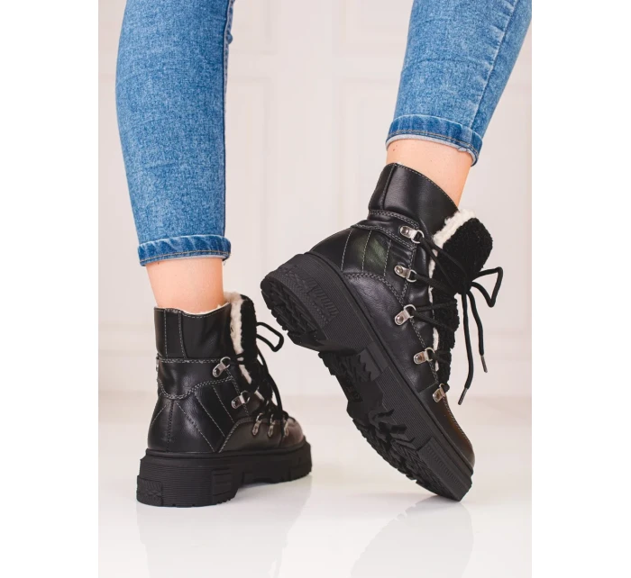 Trendy černé sněhule dámské bez podpatku Trendy černé sněhule dámské bez podpatku