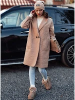 Dámský oversize dlouhý kabát z kůže béžový Dstreet model 21981938 - FashionStreet