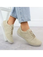 Dámské perforované béžové kožené polobotky model 21904669 - Rieker