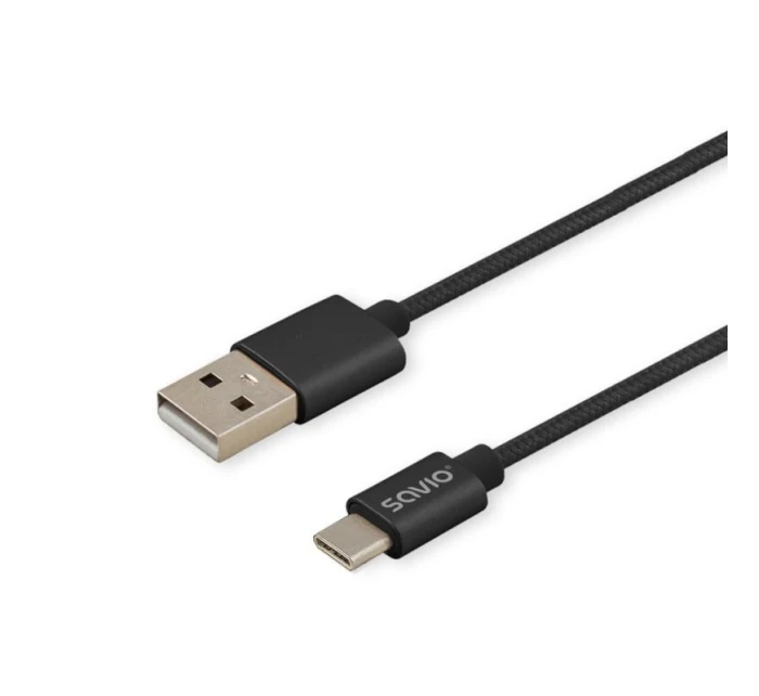 Kabel SAVIO CL-129 (USB typ C - USB 2.0 typ A ; 2 m; černá barva)