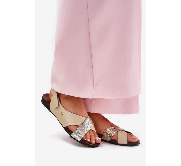 Kožené sandály na suchý zip  model 21694222 - Zazoo