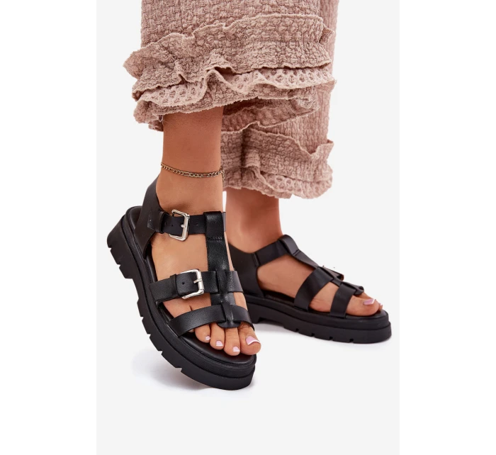 Dámské Sandály Eko Kůže S Přezkami Černé model 21699627 - Boto Dámské Sandály Eko Kůže S Přezkami Černé model 21699627 - Boto