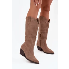 Kožené Semišové Kozačky Dámské Zateplené Khaki Urselle Kožené Semišové Kozačky Dámské Zateplené Khaki Urselle