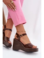 Dámské sandály na platformě Eko kůže Čokoládové model 21937495 - Boto