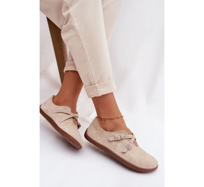 Kožené semišové dámské polobotky Zazoo N1271 světle béžové