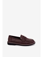 Dámské hnědé semišové mokasíny model 22348968 - VINCEZA Dámské hnědé semišové mokasíny model 22348968 - VINCEZA