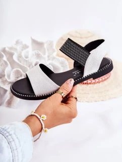 Klasický kožené sandály s cvočky Stříbrná Shelly