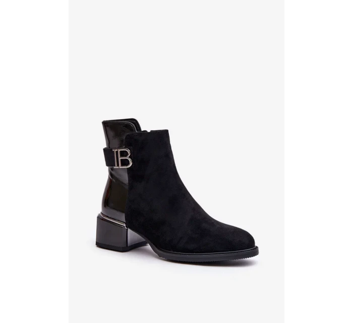 Elegantní kotníkové boty na podpatku zateplené černé Elegantní kotníkové boty na podpatku zateplené černé