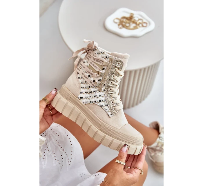 Vysoké Dámské Tenisky Na Masivní Platformě Světle Béžové Kernia Vysoké Dámské Tenisky Na Masivní Platformě Světle Béžové Kernia