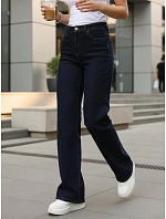 Jeansy damskie wide leg z wysokim stanem granatowe model 22101989 - FashionStreet Jeansy damskie wide leg z wysokim stanem granatowe model 22101989 - FashionStreet