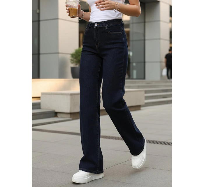 Jeansy damskie wide leg z wysokim stanem granatowe model 22101989 - FashionStreet Jeansy damskie wide leg z wysokim stanem granatowe model 22101989 - FashionStreet