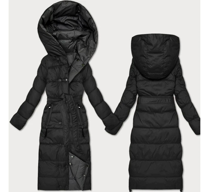 Černo-grafitová oboustranná zimní bunda s páskem Minority (M2-6519-1+27) Černo-grafitová oboustranná zimní bunda s páskem Minority (M2-6519-1+27)