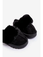 Dětské pantofle s kožešinou černé Birasta