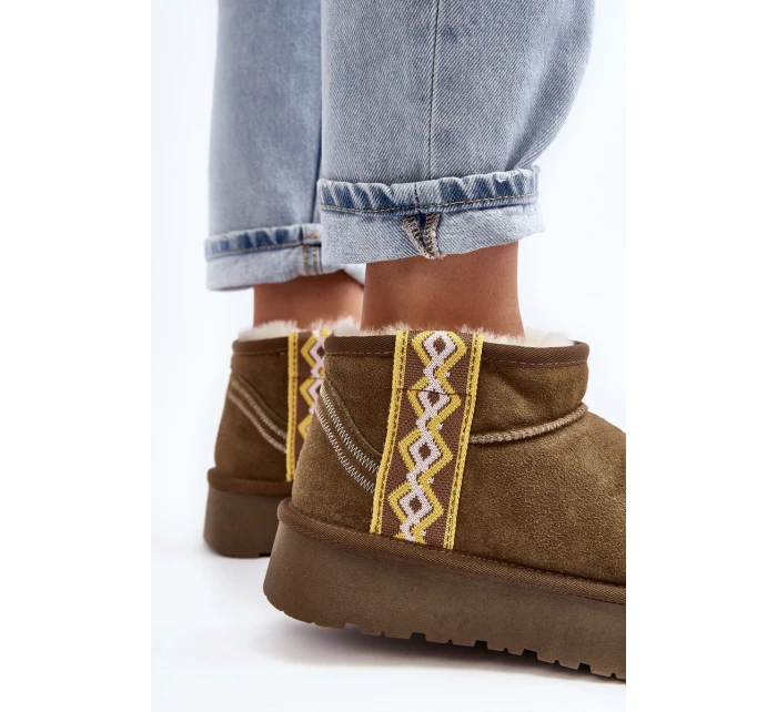 Kožené Semišové Sněhule Dámské Zelené model 21642388 - Boto