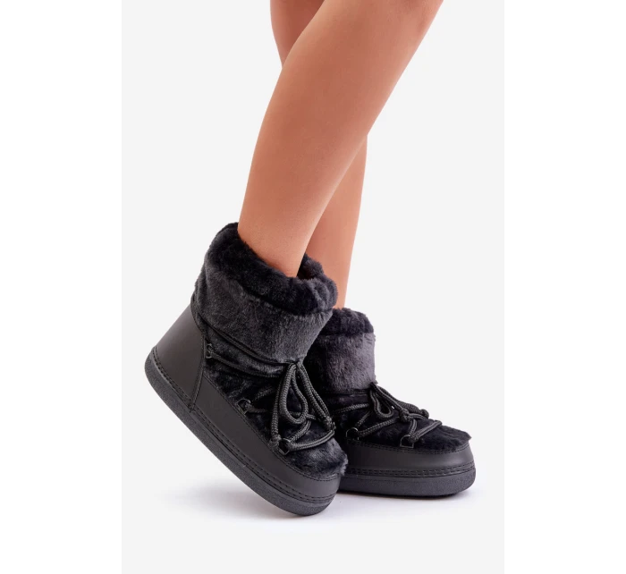 Sněhule S Kožíškem A Šněrováním Černé model 21679608 - Boto