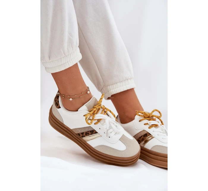 Dámské Tenisky Na Platformě S Dvojitým Šněrováním Leopardí Bílé Niteria Dámské Tenisky Na Platformě S Dvojitým Šněrováním Leopardí Bílé Niteria