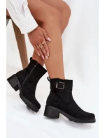 Zateplené dámské kotníkové boty na nízkém podpatku s přezkou Černé Helvina Zateplené dámské kotníkové boty na nízkém podpatku s přezkou Černé Helvina