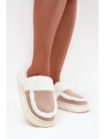 Dámské pantofle na tlusté podrážce s kožešinou Vinceza 19952 Béžové