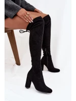 Dámské semišové kozačky na vysokém podpatku Černá Xamarin