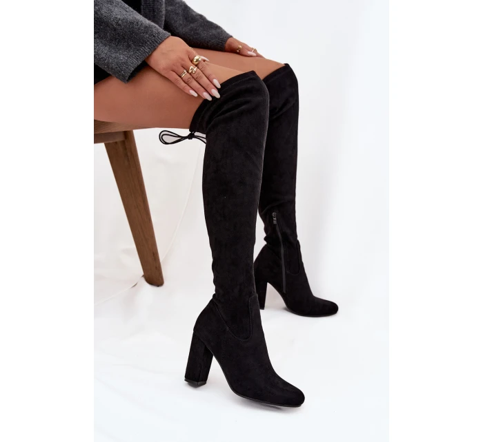 Dámské semišové kozačky na vysokém podpatku Černá Xamarin