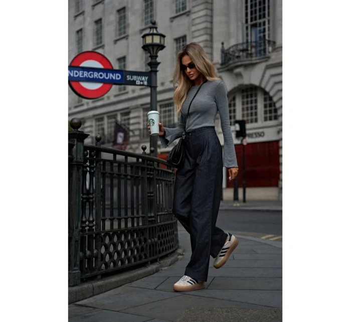 model 20475983 Kalhoty se širokými nohavicemi grafitové - Moe model 20475983 Kalhoty se širokými nohavicemi grafitové - Moe