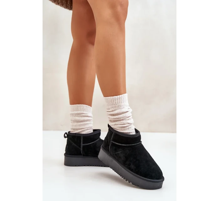 Dámské Semišové Sněhule Na Platformě Černé Nereviana