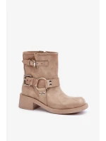 Dámské Kožené Kotníkové Boty Na Nízkém Bloku Podpatku S Pásky Zazoo 3644 Béžové Dámské Kožené Kotníkové Boty Na Nízkém Bloku Podpatku S Pásky Zazoo 3644 Béžové