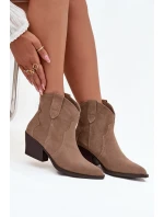 Dámské kovbojské kotníkové boty z přírodní velurové kůže Beretta – béžové